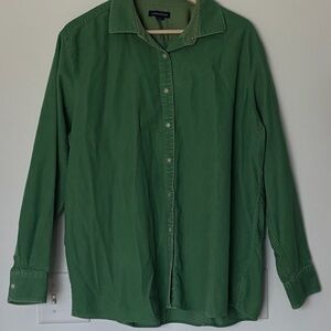 Lands' End Kelly Green Corduroy Button-Front Shirt